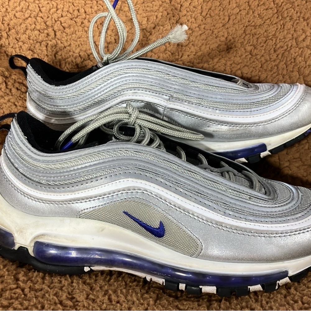 Silver and Blue Purple Nike Air Max 97 Sneakers 6.5Y